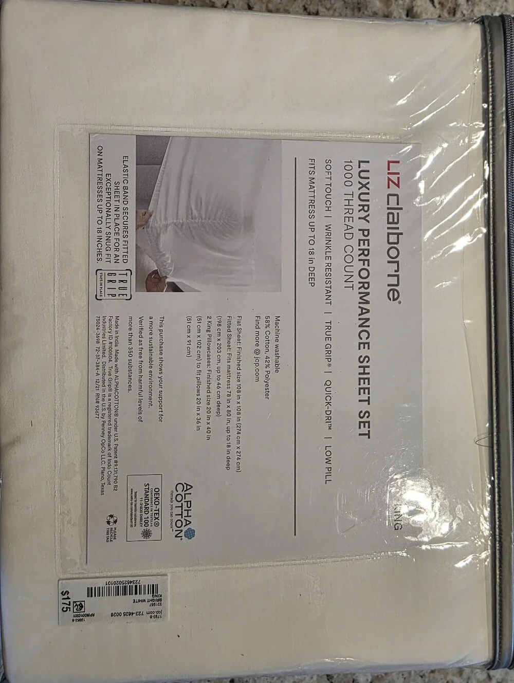Liz Claiborne White Luxury Performance King Sheet Set